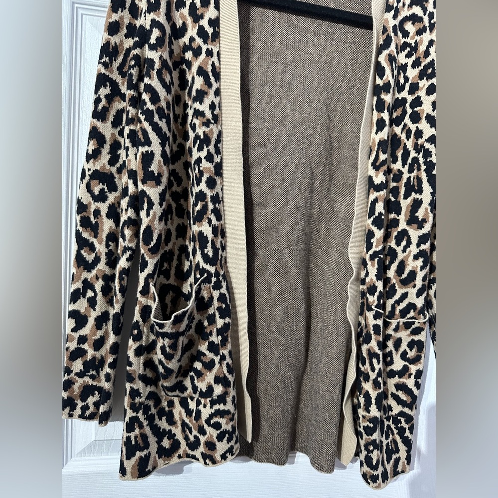 J. Crew Leopard Print Cardigan - Tan and Black (XS) - Picture 7 of 14